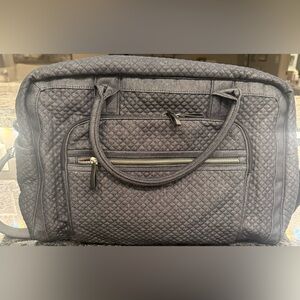 Quilted dark blue denim Vera Bradley travel bag